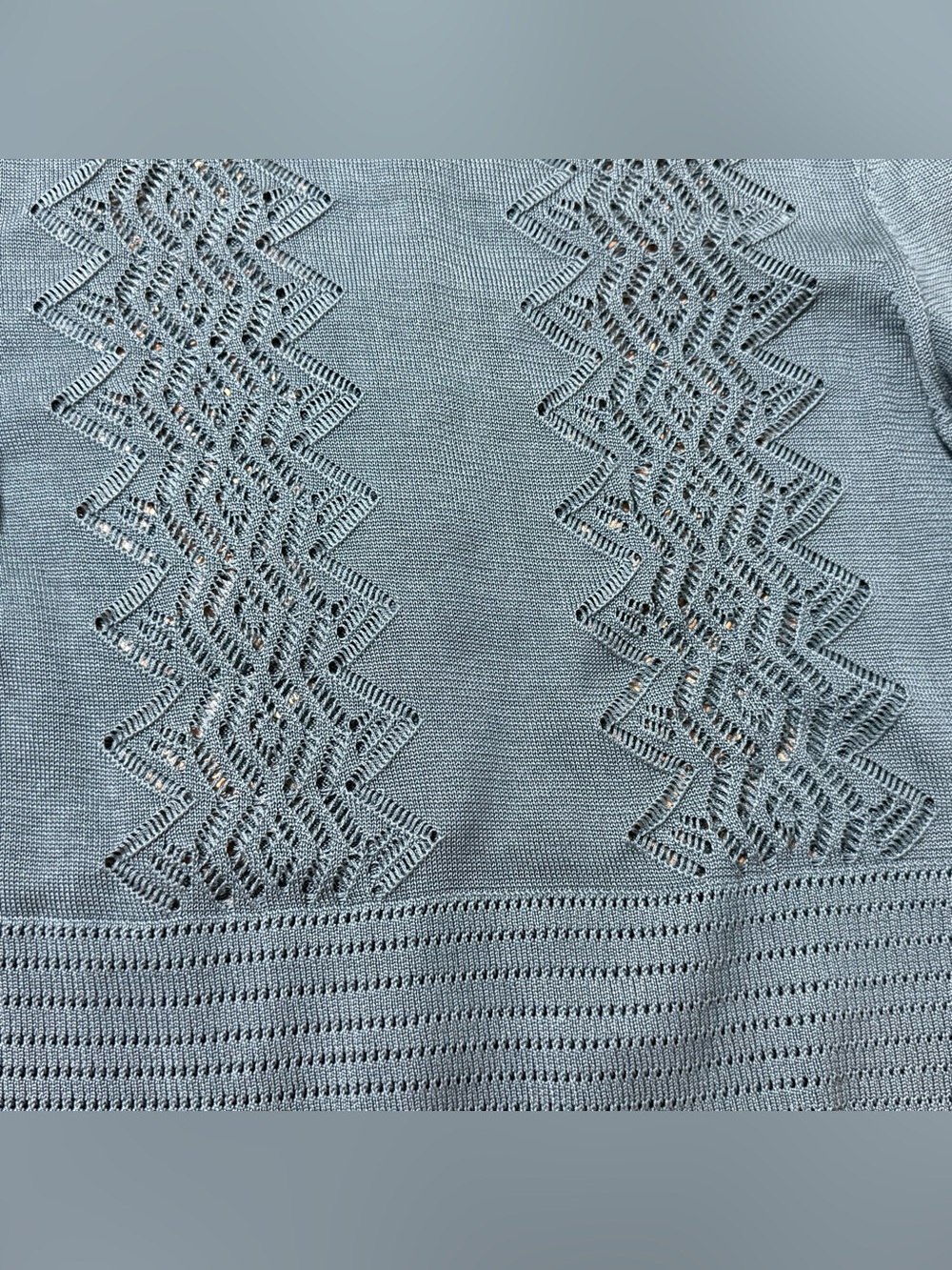 Peruvian Connection Green Chaco Lace Cardigan Sweater Large Lightweight - Picture 11 of 11